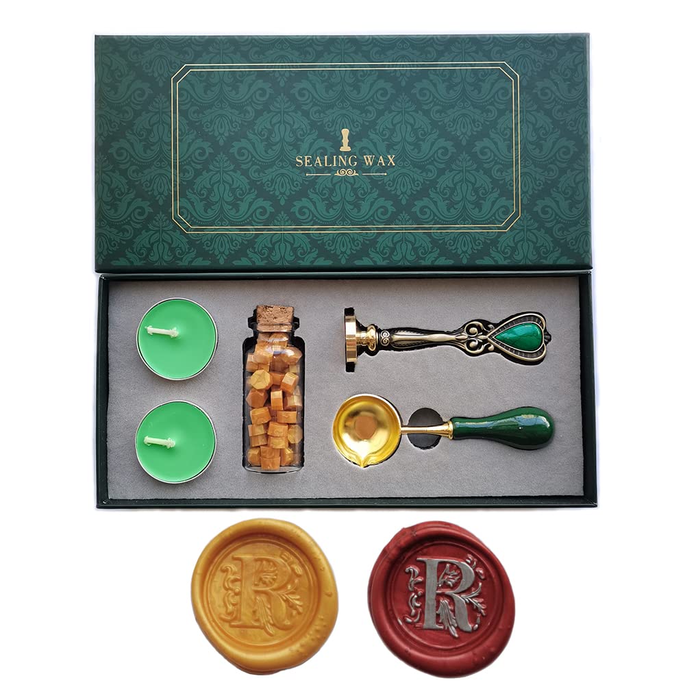 Fancy Letter R Wax Seal Stamp Set, European Style Kit Gift Box, Vintage Personalized for Cards and Invitations