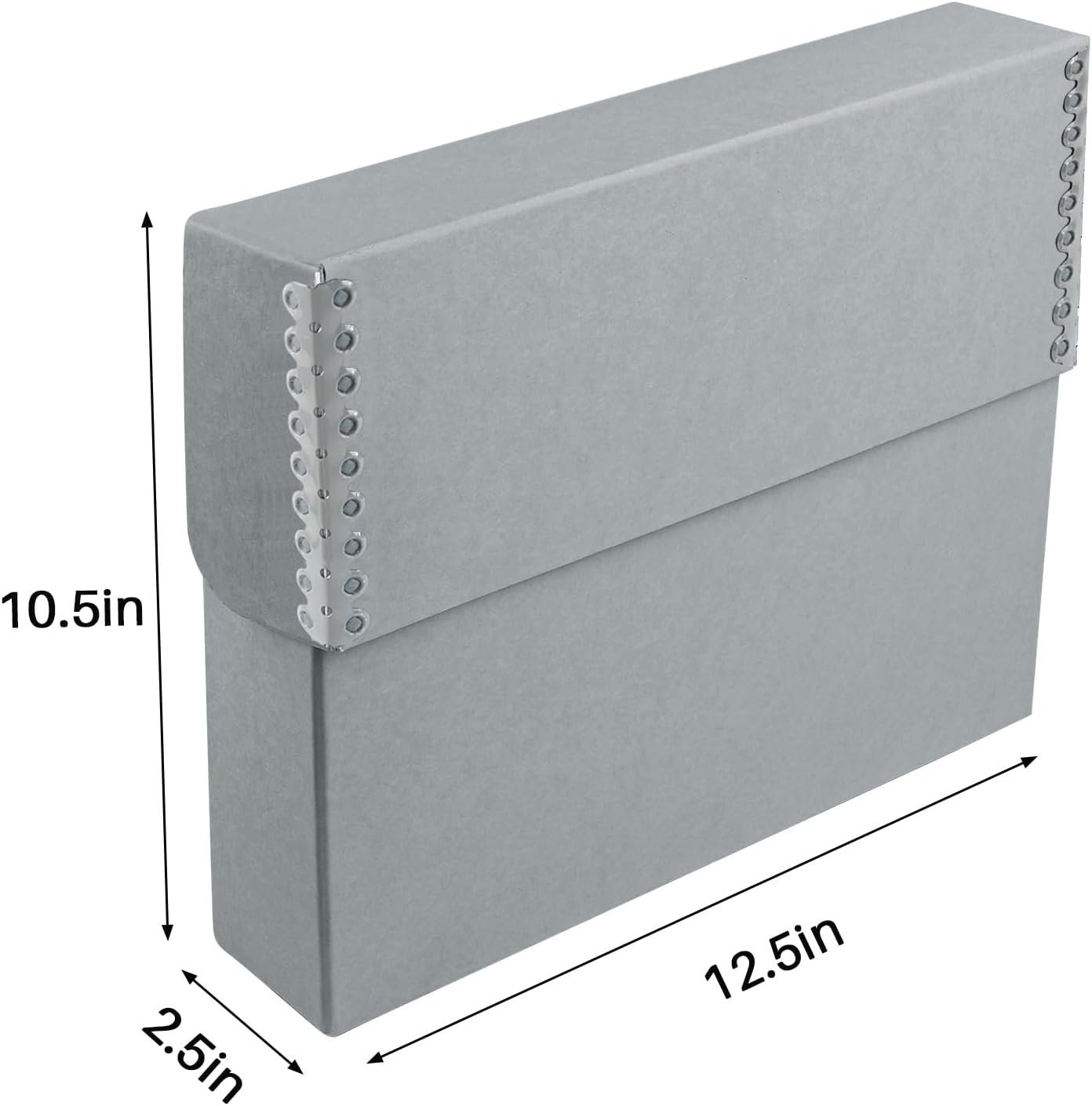 Lineco Archival Document Storage Box with Metal Edge, Acid-Free Gray Boxboard, Organize and Store Files, Prints, Photos, Letter-Sized Case 12.5" x 10.5" x 2.5" Wide, Pack of 2