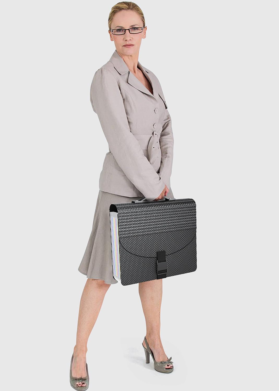 Expanding File Folders,Accordion File Organizer with Handle,13 Pockets Expandable Filing Folders,Tabs Included Filing Box,Adjustable Strap,Bill Documents Organizer,A4/Letter Size,Diamond