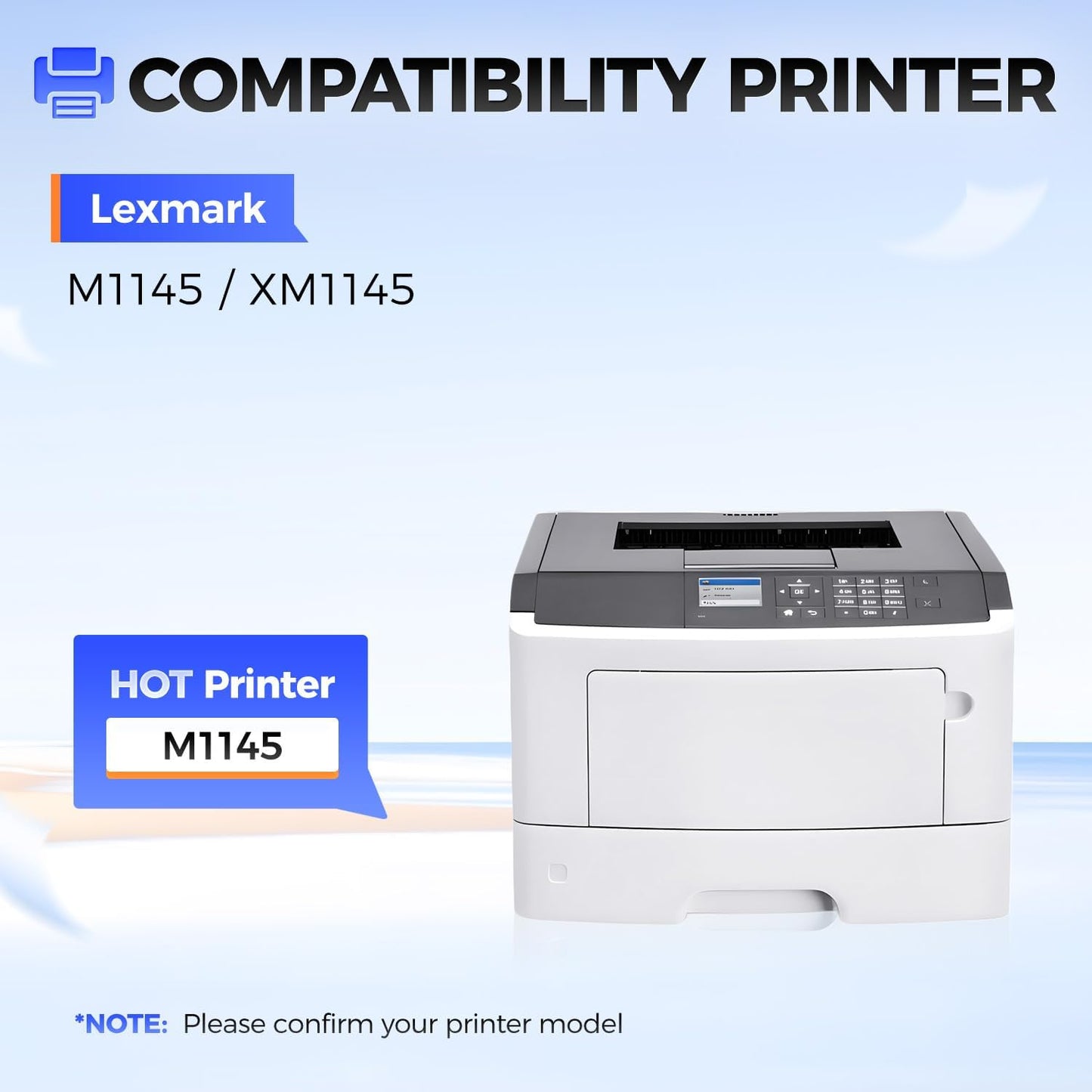 24B6035 Toner Cartridge Black with chip High Yield 1-Pack Replacement for Lexmark 24B6035 Toner Cartridges Compatible for Lexmark M1145 XM1145 Laser Printer Ink All-in-One Copier (16,000 Pages)