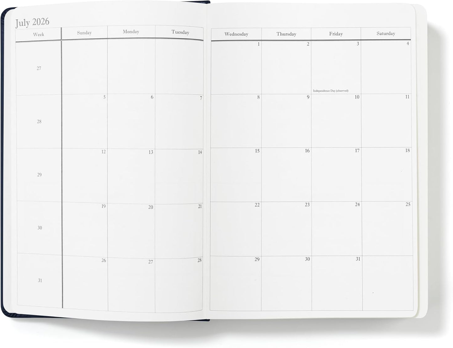 Wykeham's Executive 2026 Daily Journal Planner – US Public Holidays & Format – Customization Available (Royal Blue, 8.5"×5.5")