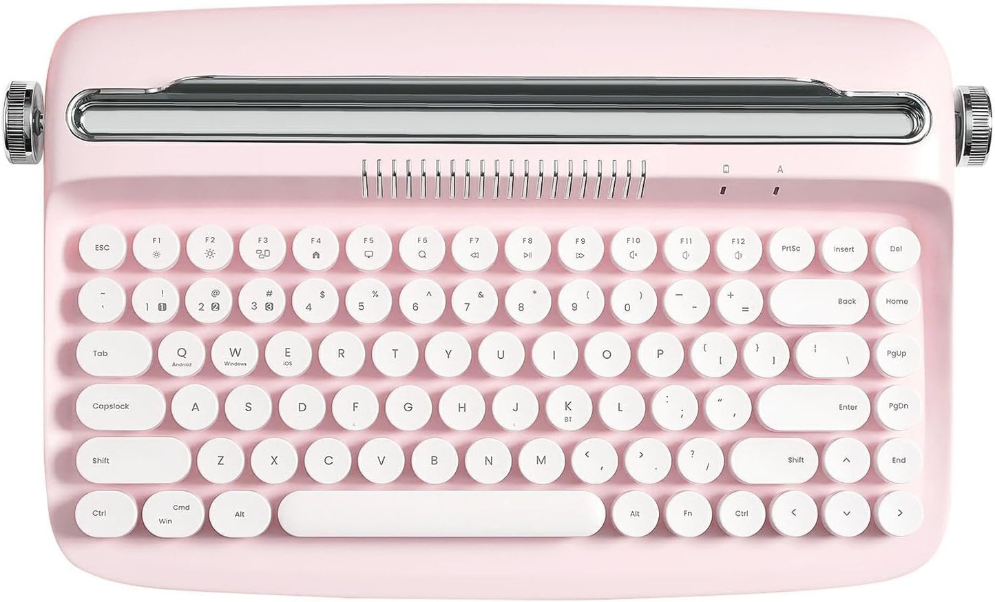 YUNZII ACTTO B303 Wireless Typewriter Keyboard, Bluetooth Connection, Cute Retro Aesthetic Design with Integrated Stand for Tablet, Phone, PC and Win/Mac/Android(B303, Baby Pink)
