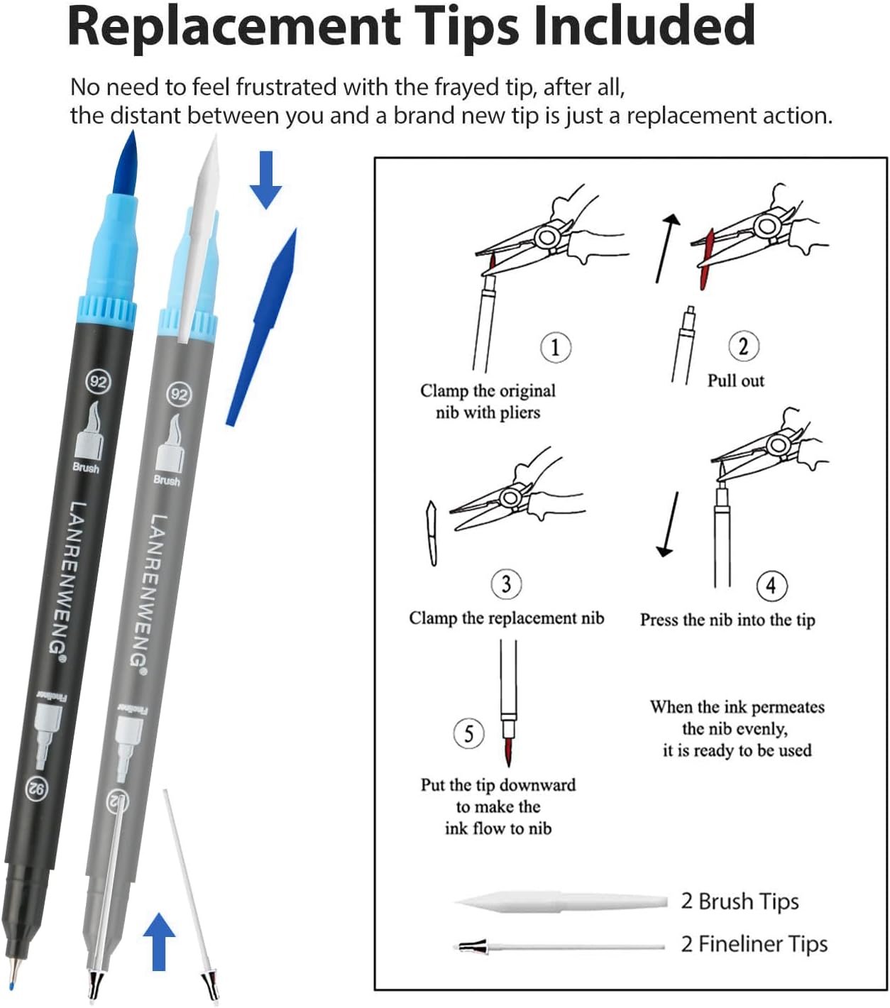 100 Colors Duo Tip Brush Markers Art Pen Set, Fine Brush Tip Colored Pens Set with Canvas Bag,Adult Coloring Books Drawing Sketching Calligraphy