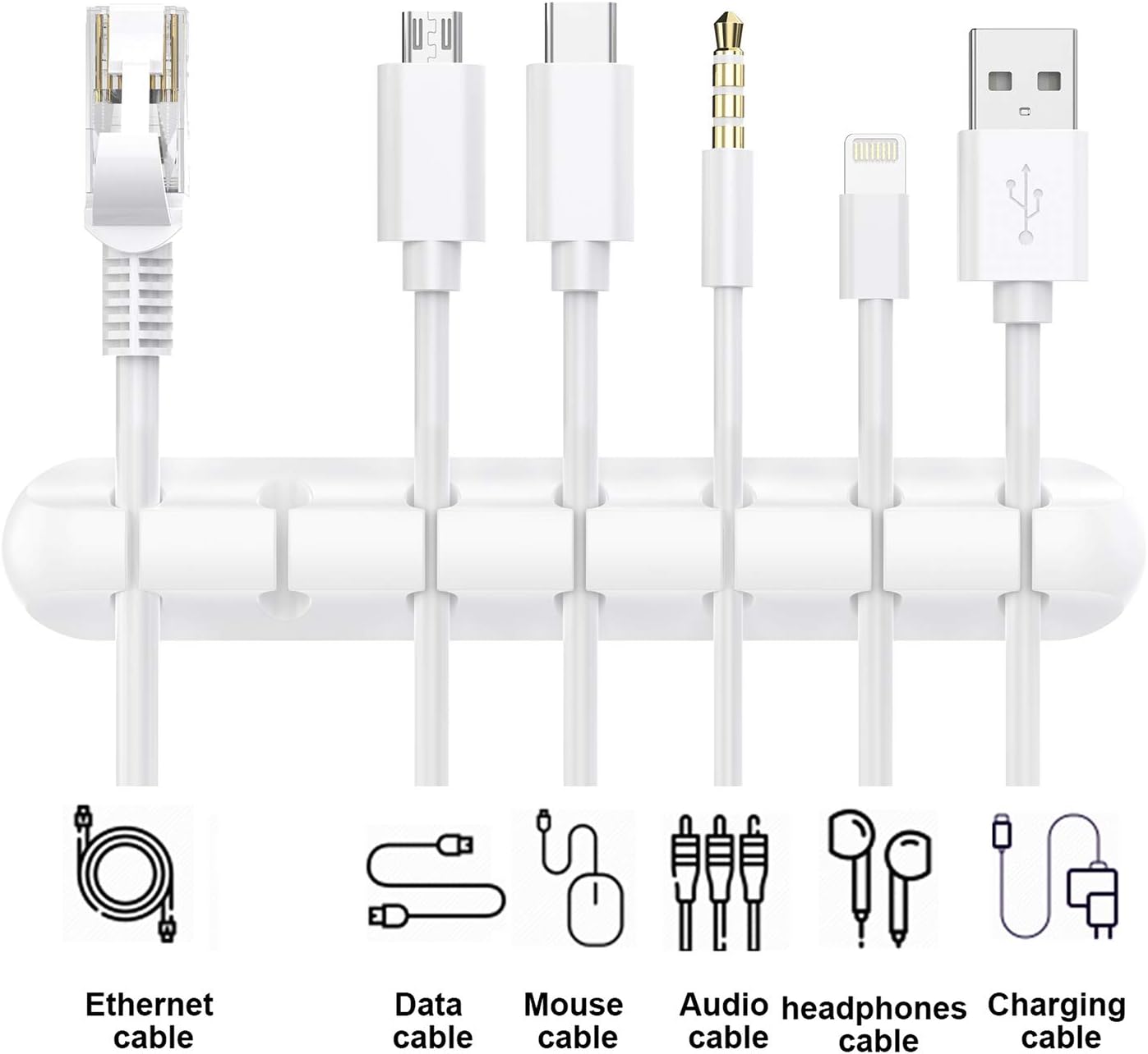 SOULWIT Cable Holder Clips, 3-Pack Cable Management Cord Organizer Clips Silicone Self Adhesive for Desktop USB Charging Cable Nightstand Power Cord Mouse Cable Wire PC Office Home