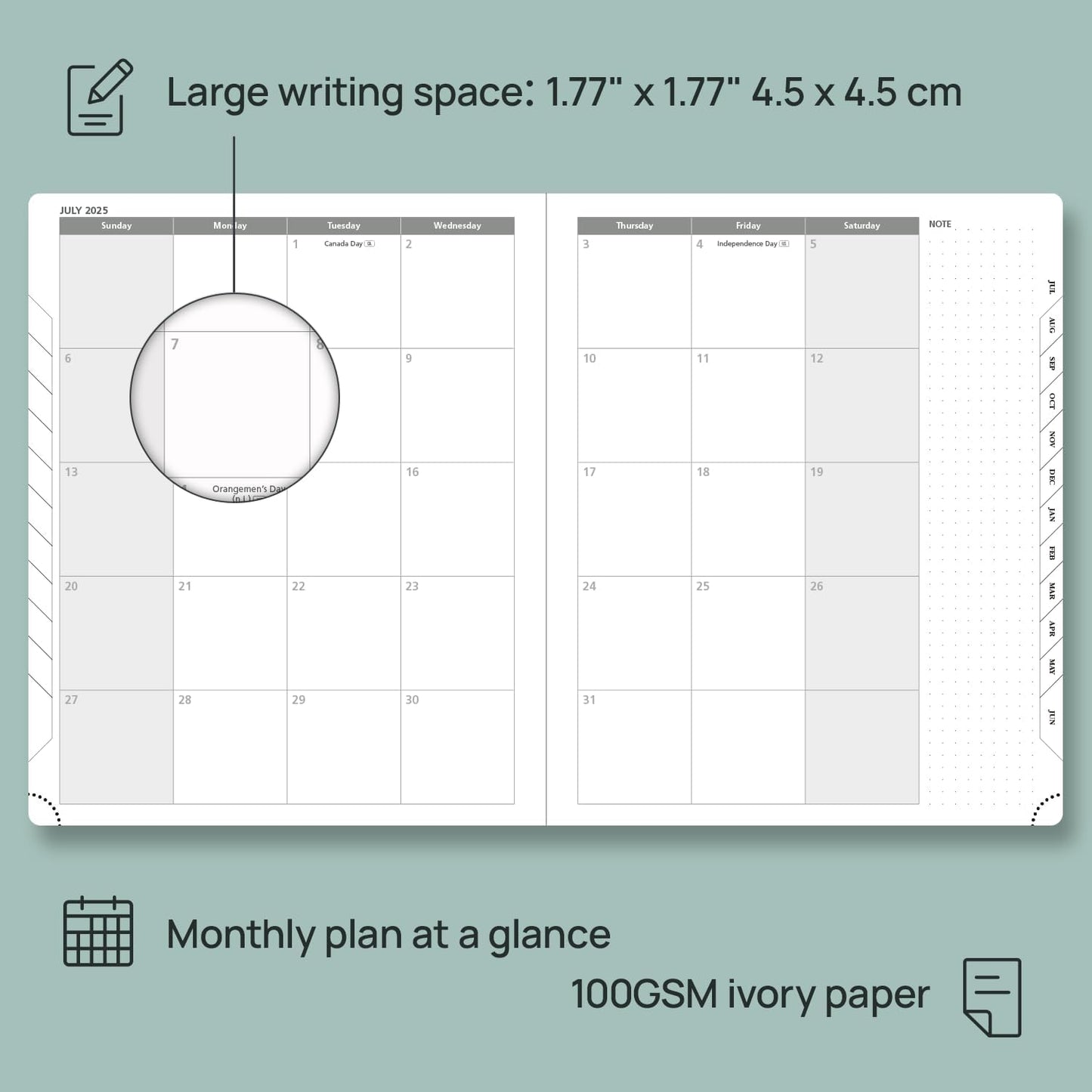 POPRUN Planner 2025-2026, (Large 8.5'' x 10.5'' Hard Cover) Academic Calendar (July 25-June 26) Daily Weekly and Monthly Appointment Book with Hourly Time Slots, Monthly Tabs, 100 GSM - Midnight Green