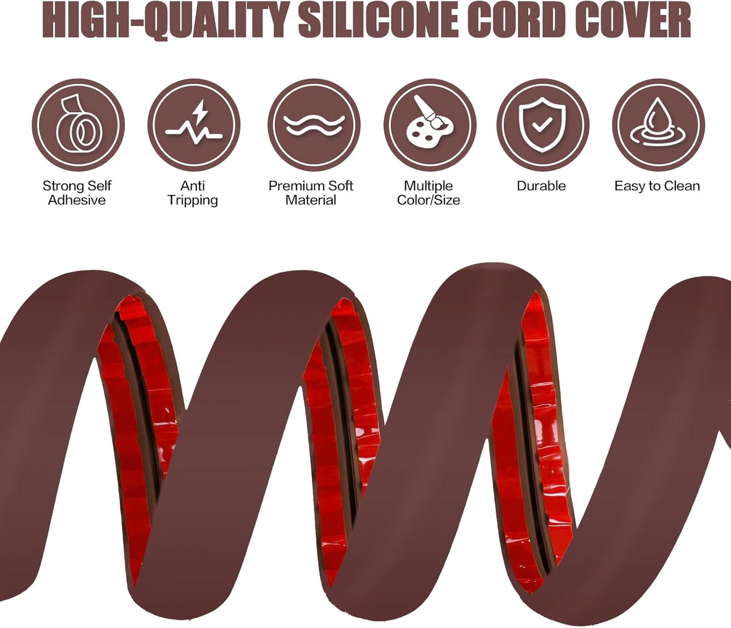 Floor Cord Cover Self Adhesive Cord Hider,3.3FT Cable Management, Extension Strip Protector for Wires, Prevent Cable Trips for Offices, Gyms, Exhibitions Cavity:0.47"(W) x 0.35"(H) Coffee