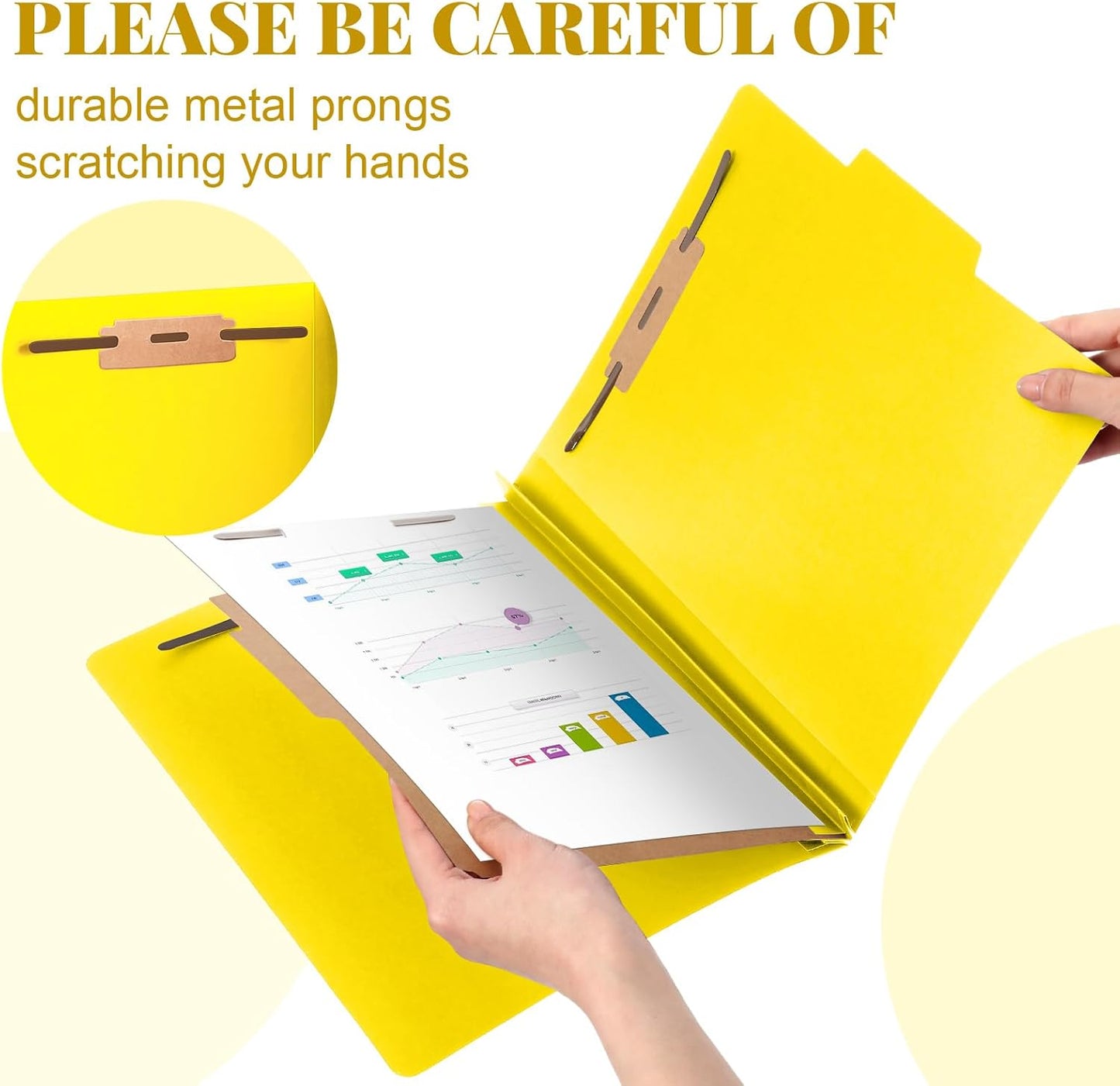 12 Pcs Classification Folders Letter Size, 1 Divider Pressboard File Folder with Fasteners, Expanding File Organizer Bulk for Teachers, Clergy, Office, Church, Christmas Donations (Yellow)