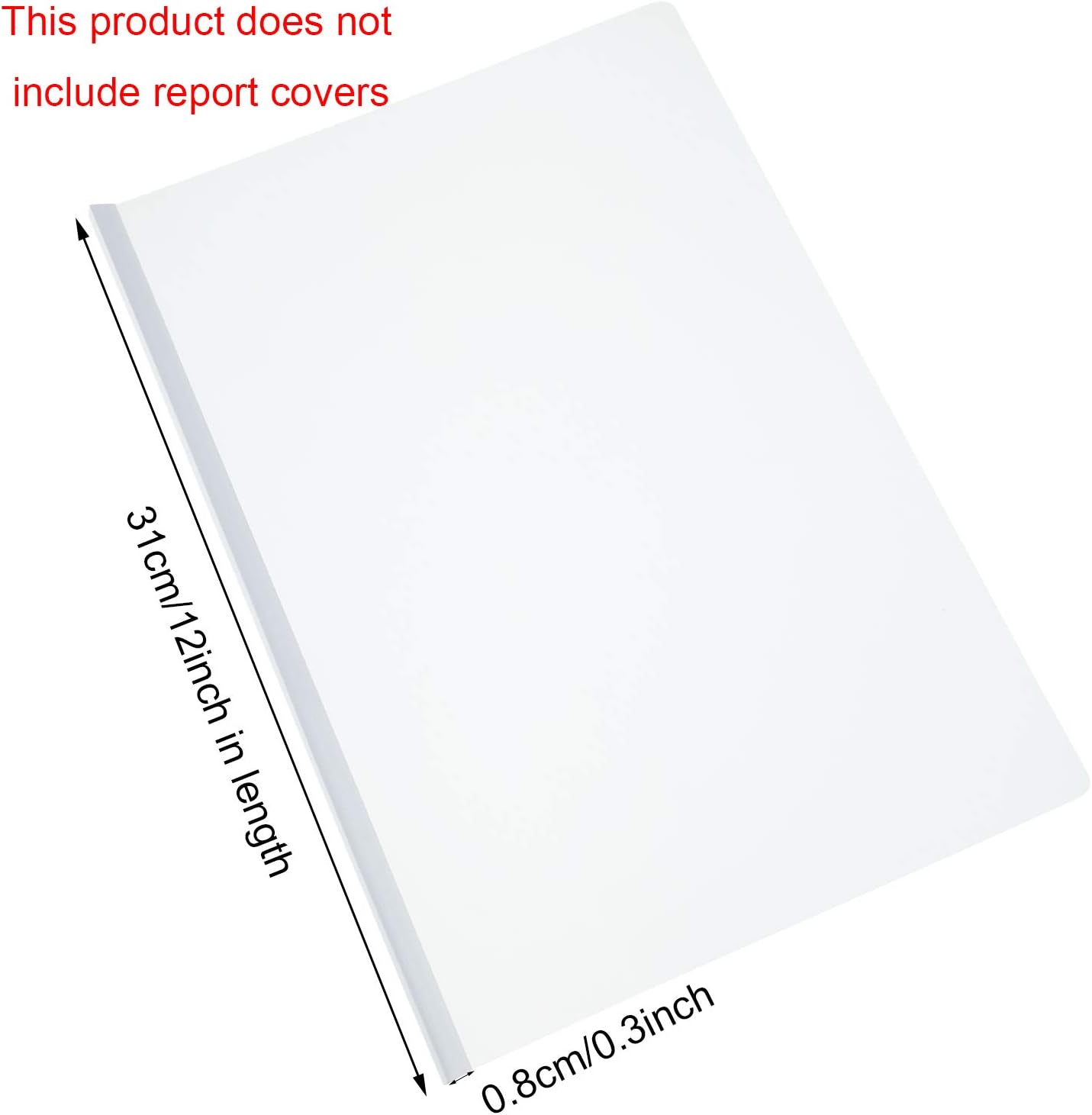 Pelopy 20 Pack Binding Bars Slide Grip, 40 Sheets Capacity, Plastic Slide for School Office Report Cover A4 Spine(White,0.8 cm)