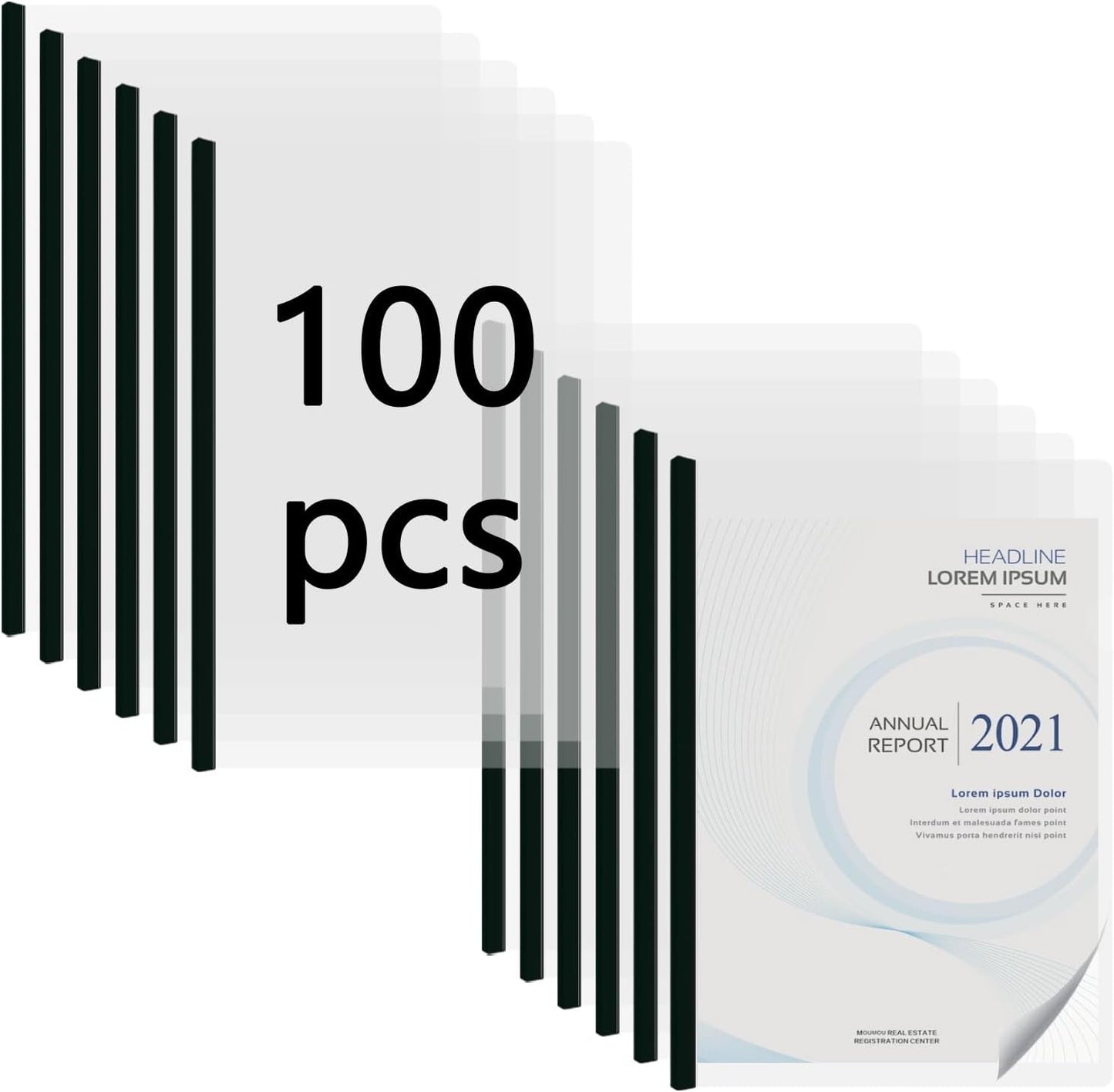 100 Pack Clear Report Covers with Sliding Bars, Plastic Report Folder Presentation File Folders Binder Resume Covers Document Binder for Business, 30 Sheet Capacity