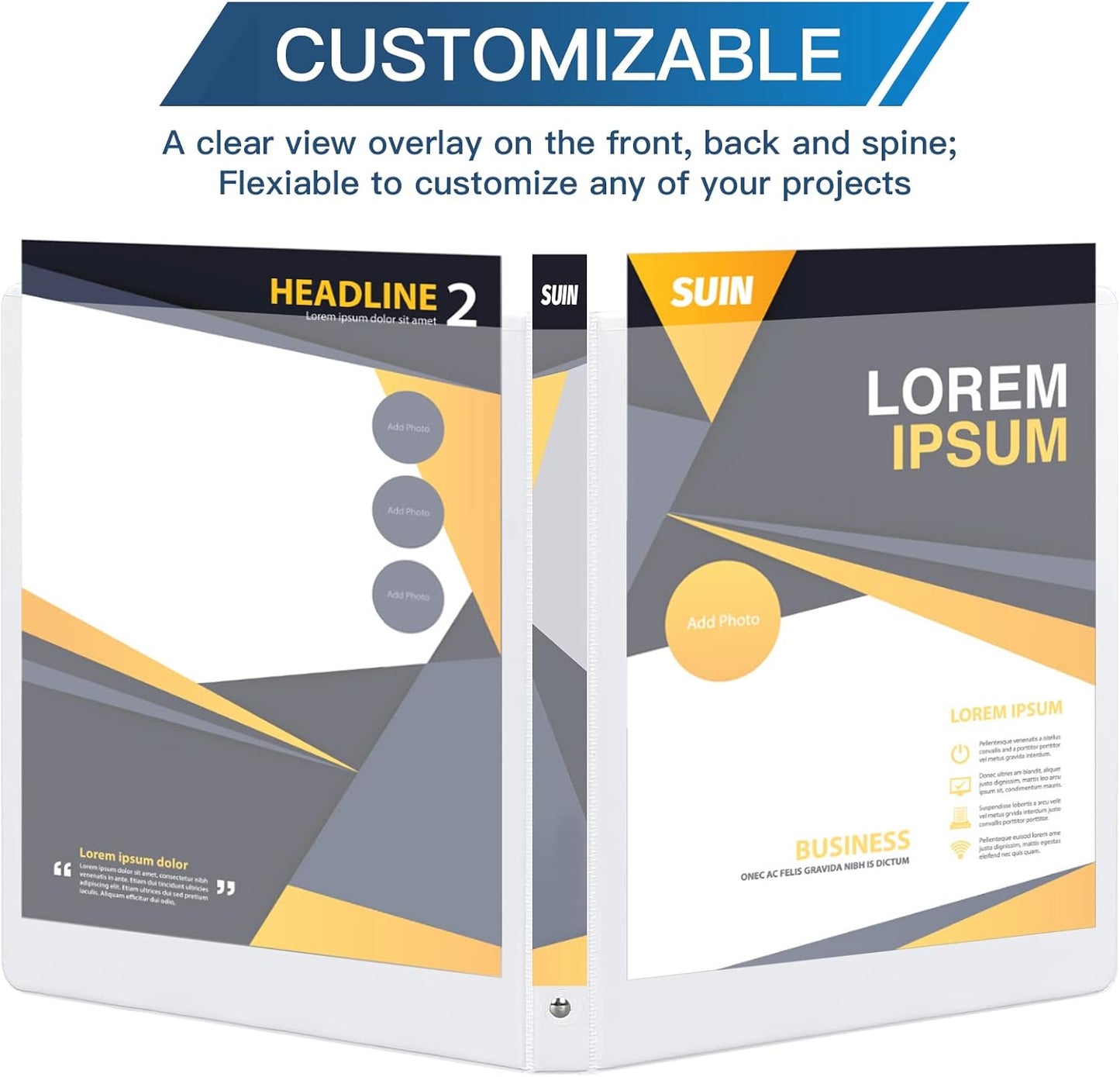 Basic 3 Ring Binder -1 or 1/2'' Binders with Roung Ring Binder, Large 100/200 Sheet Capacity, Fit 8.5" x 11" US Letter Size Paper, 12 Pack White (0.5'' White - 36 Packs)