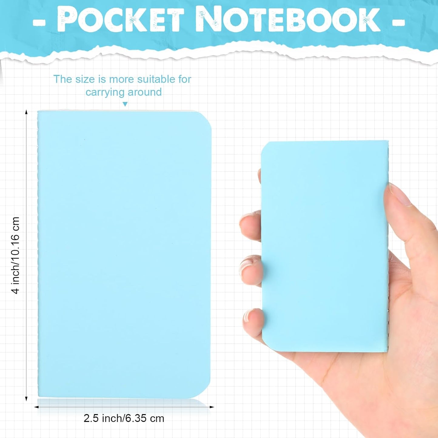 Harloon 100 Pcs Mini Notebooks Bulk Portable Small Pocket Notepad Blank Lined Wallet Memos Journal Employee Appreciation Gifts for Vet Tech Medical Assistant Coworker Staff, 4 x 2.5 Inches(Blue)