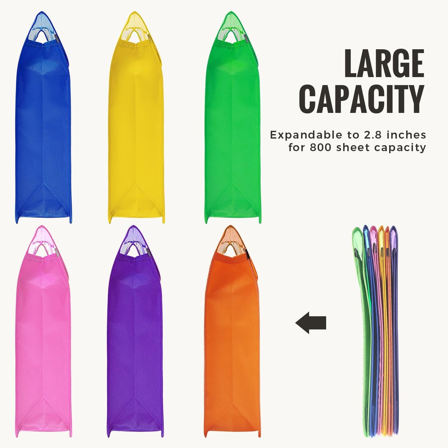 Plastic Expanding File Folder,Envelope Folders for Documents, File Folder Organizer Holder with Snap Closure,Waterproof Transparent File Folder,Large Capacity, Fit Letter/A4 Size (Multicolor-12 Pack)