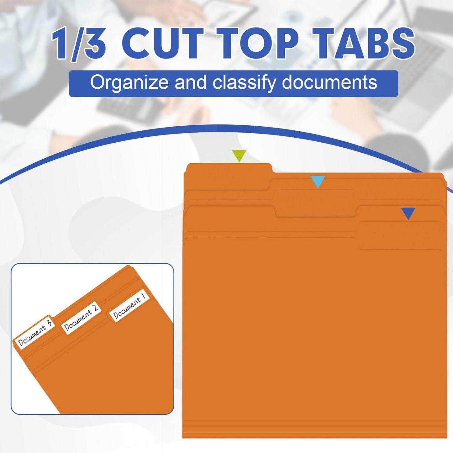 File Folder, HERKKA 120 Pack 1/3 Cut Tab File Folders, File Folders Great for Organizing and Filing, Letter Size, Orange
