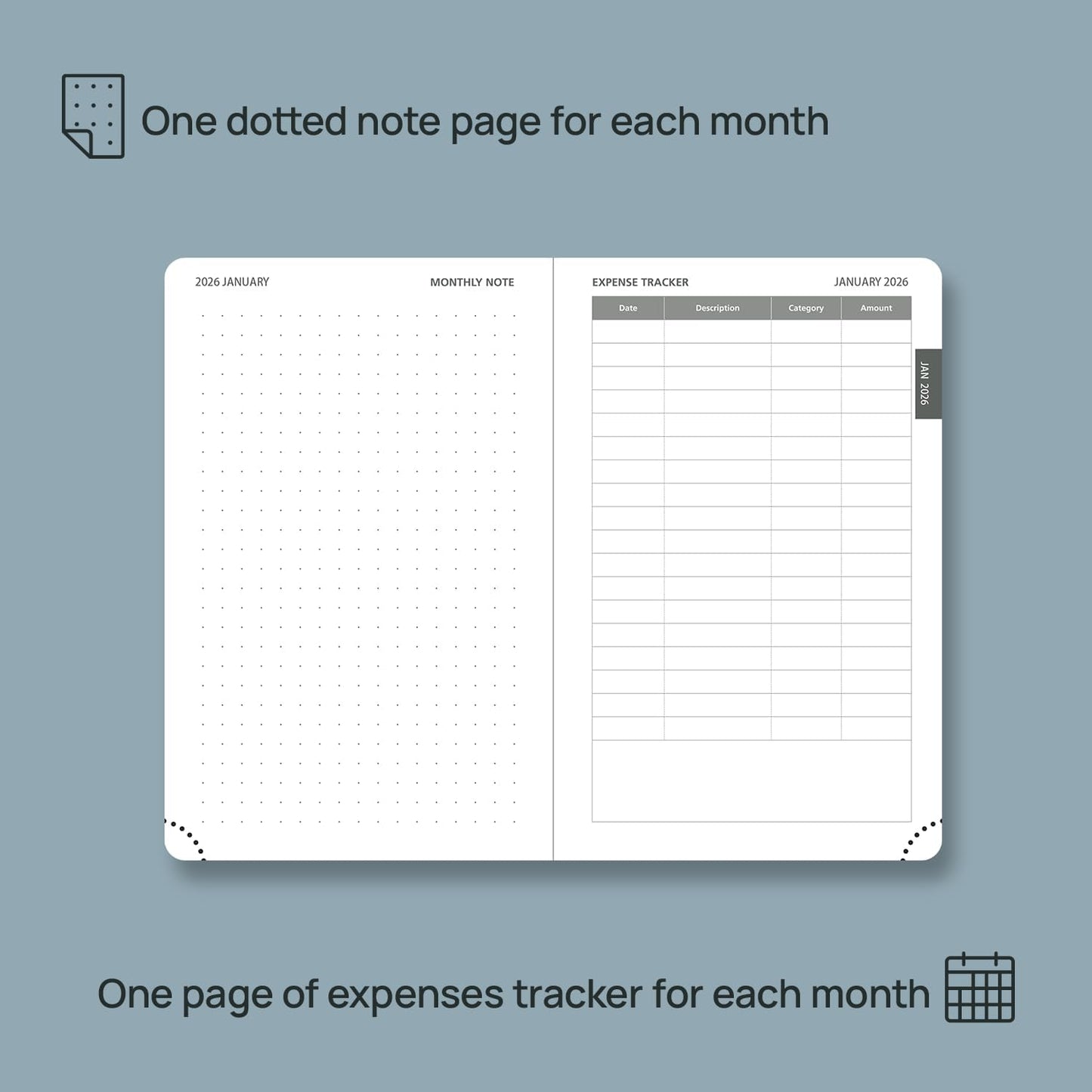 POPRUN Pocket Monthly Planner 2026-2027 (Pocket- 4''x 6.25'' Soft Leather Cover) - 18 Month Calendar Book for Purse (Jan.2026 - Jun. 2027), 100 GSM Thick Paper - Green