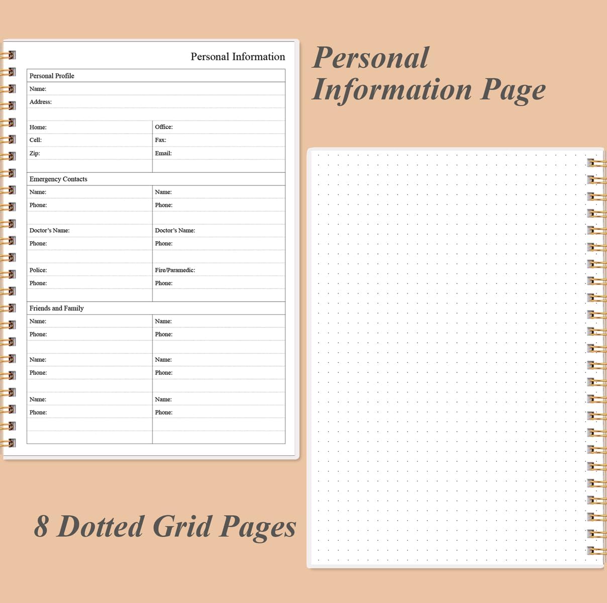 Daily Planner Undated - A5 To Do List Notebook Hourly Schedules, Spiral Appointment Planner for Women and Men, PVC Hardcover, Inner Pocket, Elastic Closure, 5.8" x 8.3", Rose Leaf