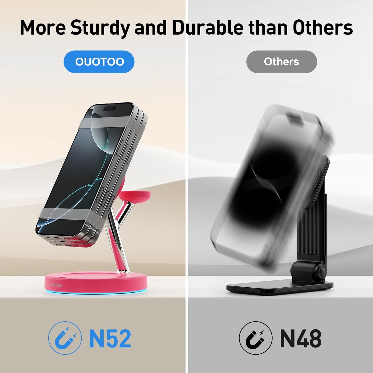 3 in 1 Charging Station Compatible with Mag-Safe Charger Wireless Charger Stand for iPhone 16 15 14 13 12 Series Wireless Charging Station for AirPods Wireless Charging Stand for iWatch Series (Red)