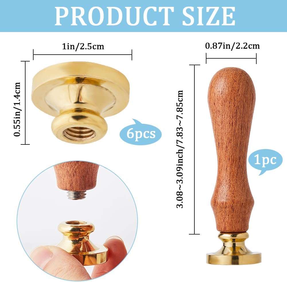 CRASPIRE 7 Styles Wedding Wax Seal Stamp Set 25mm Blessing Words Sealing Brass Head + 1Pc Wooden Handle Kit Thank You Happy Birthday You' re Invited Removable Envelopes Invitations Gift Wrap Decor