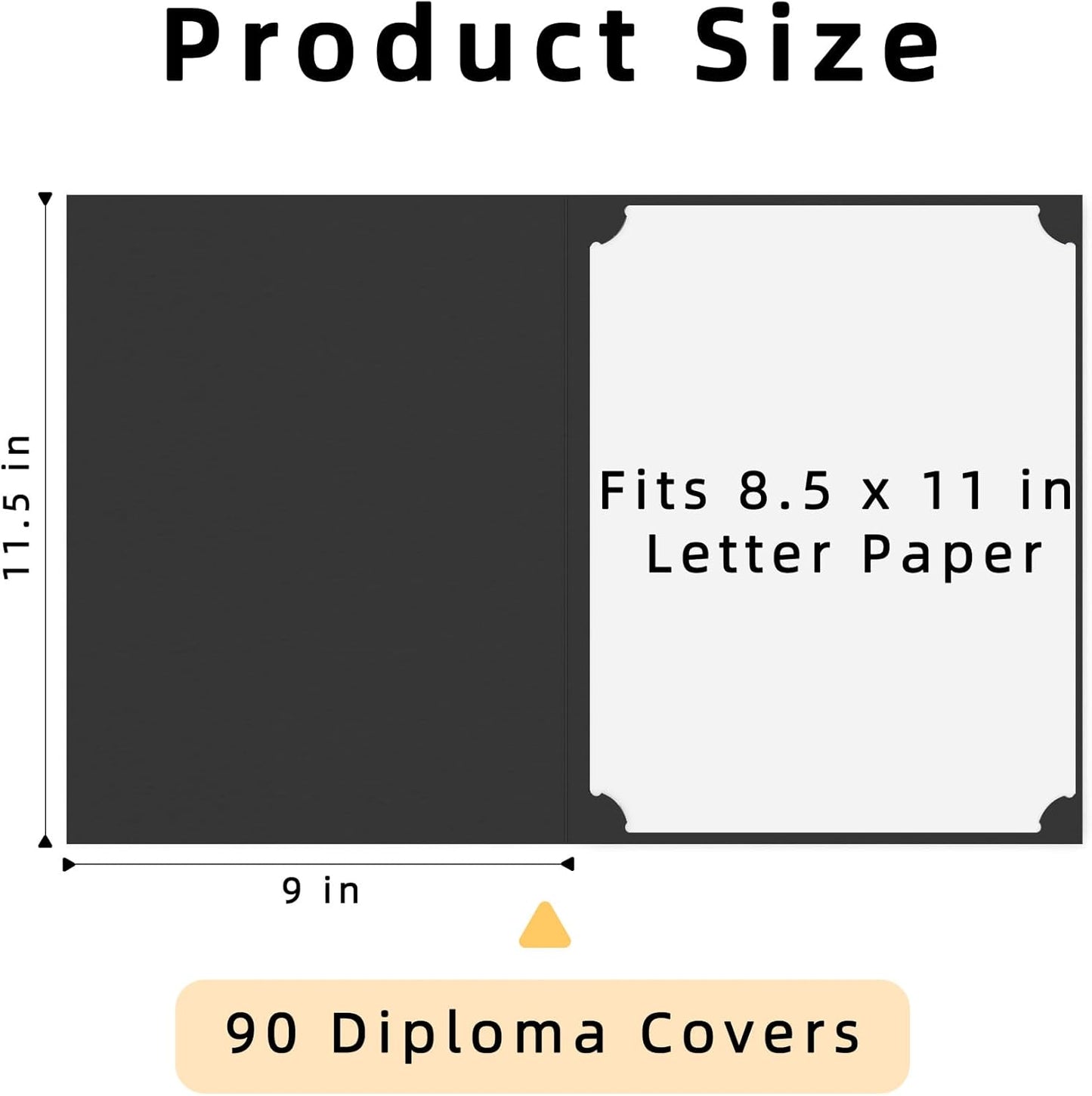 HAUTOCO 90 Pcs Certificate Holders, Black Diploma Folders Document Covers with Gold Foil Border for Letter Size 8.5x11 Cardstock, Award, Graduation