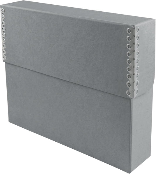 Lineco Archival Document Storage Box with Metal Edge, Acid-Free Gray Boxboard, Organize and Store Files, Prints, Photos, Letter-Sized Case 12.5" x 10.5" x 2.5" Wide