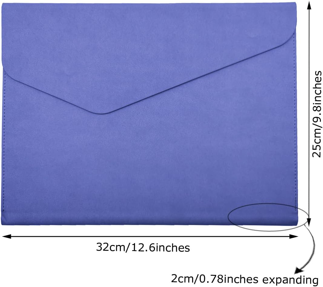 Enyuwlcm PU Leather A4 File Folder Document Holder Waterproof Portfolio Envelope Folder Case with Invisible Magnetic Closure (Purple, A4)