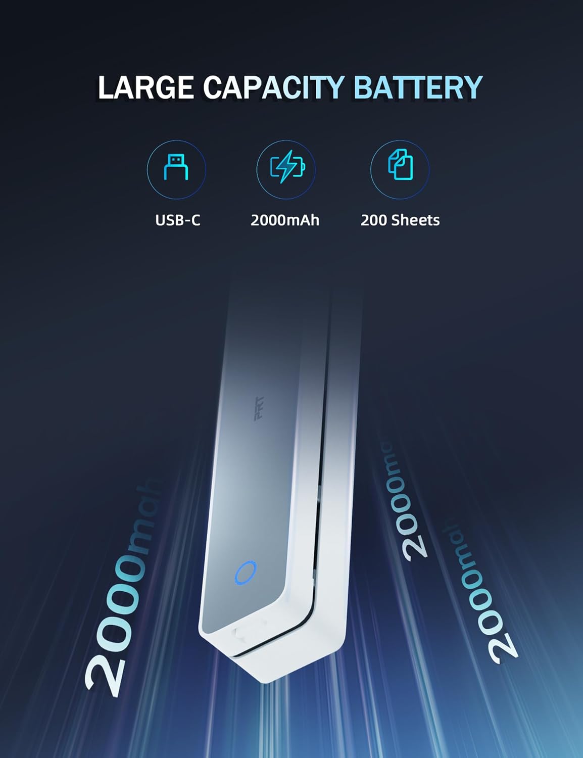 PRT Portable Printer Wireless for Travel, Inkless Bluetooth Small Mobile Thermal Printer, Support 8.5" X 11", A4, Compatible with iOS, Android, Laptop for Home Use, Office & Vehicles, 300 DPI, White