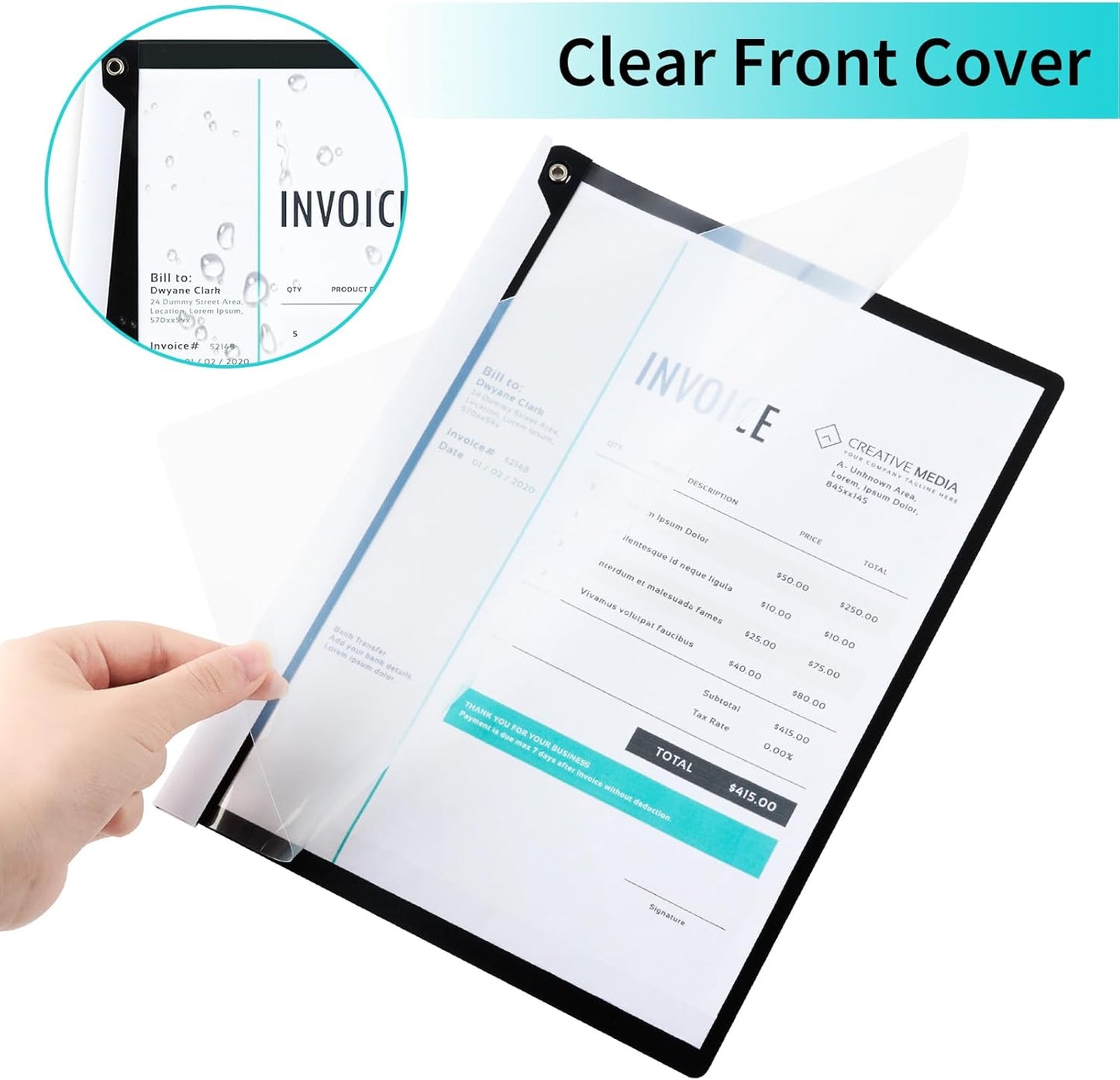 5PCS Clear Report Covers with Swing Clip, Professional Clear Front Presentation Folders Resume Folder, 30 Sheets Capacity A4 Size File Document Organizer, No Punch Needed (Black)
