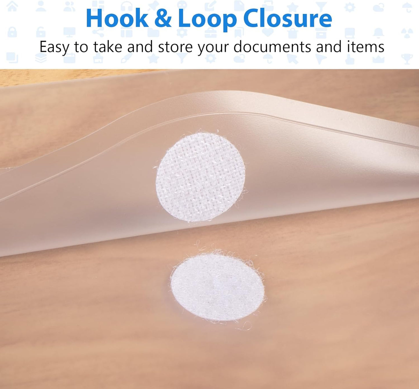 ABSOFINE 48 Pack Plastic Envelope File Folders, Transparent Folders for Documents A4 Letter Size with Label Pocket for School Home Work Office Organizer, Hook & Loop Closure, 100% Clear, Easy Storage