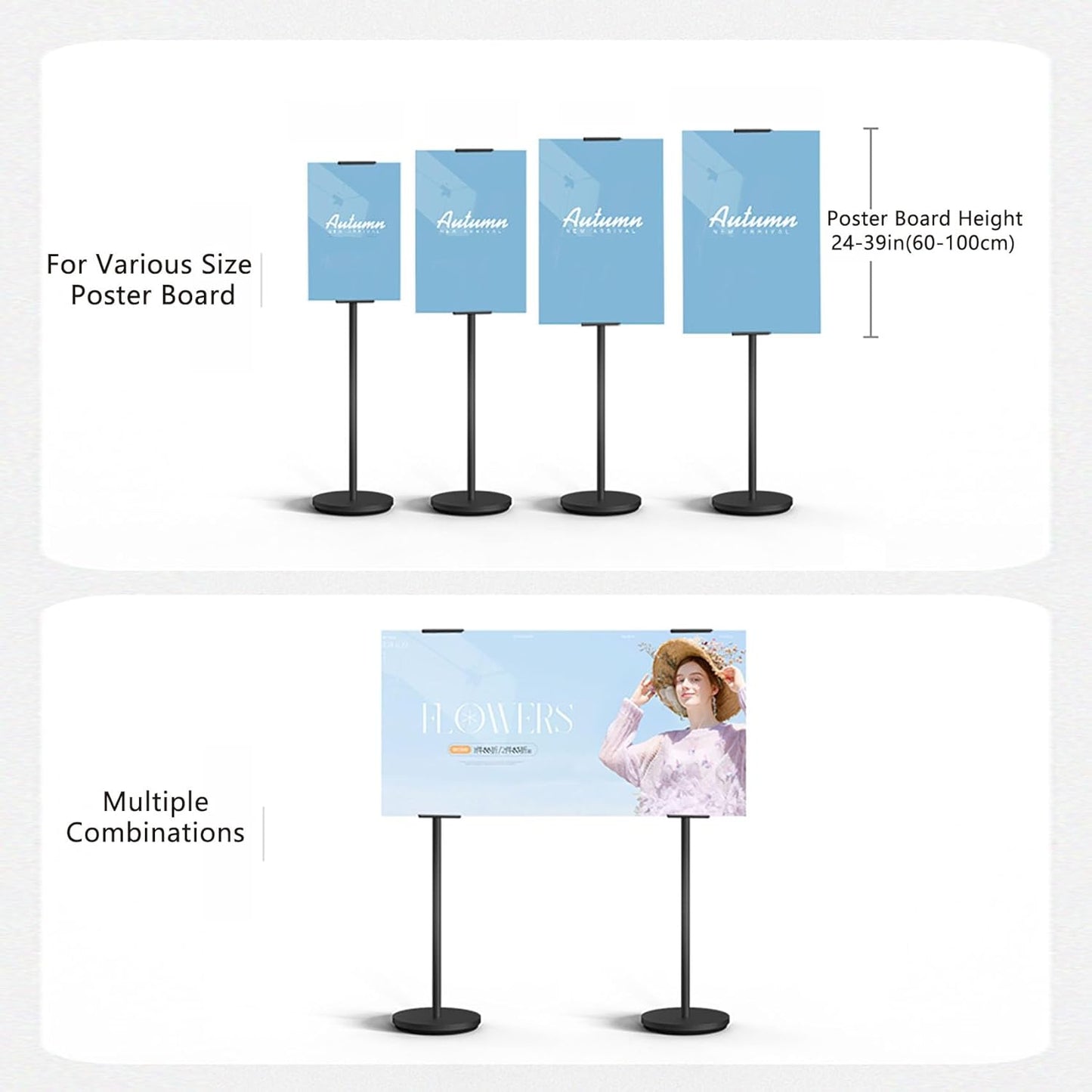 Heavy Duty Multi-angle Adjustable Metal Painting Easel Stand,Sign Holder Stand,Poster Stand with Round Base- Outdoor Floor Standing Indoor Display Holder(Golden)