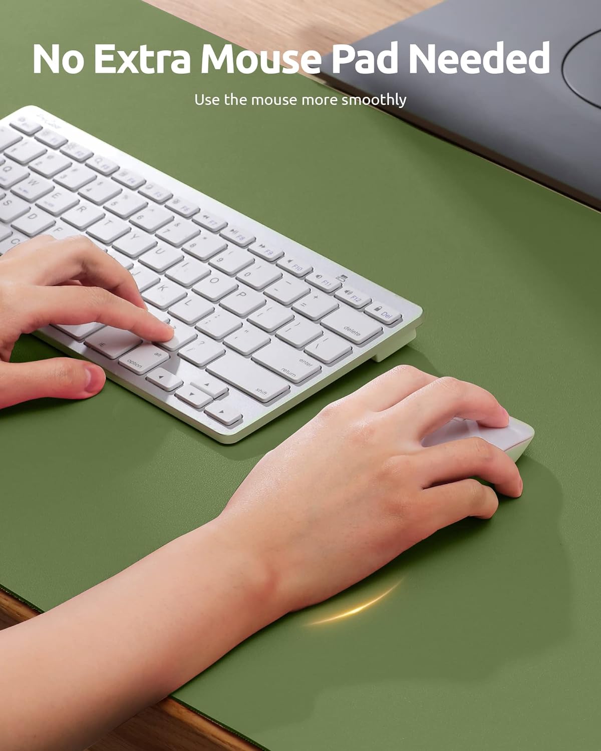 YSAGi Leather Desk Protector, Office Mat, Large Mouse Mat, Non-Slip PU Leather Blotter, Laptop Desk Pad, Waterproof Writing Pad for Office and Home (Green, 23.6" x 13.8")