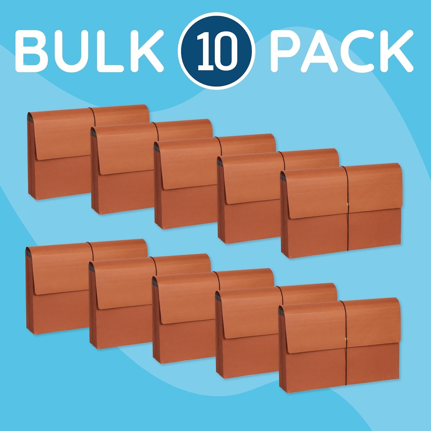 Blue Summit Accordion File Wallet with Flap and Cord Closure, Letter Size, 3.5” Expansion – 10 PackExpanding Accordion File Wallet, Letter Size, 3.5” Expansion, 10 File Wallets