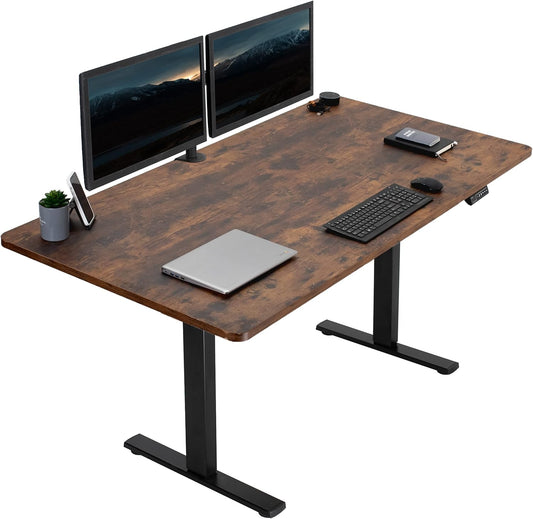 VIVO Electric 71 x 36 in Rustic Standing Desk, Memory Height Adjustment, 1B Series, Vintage Brown Top Black Frame, DESK-KIT-1B7N-36