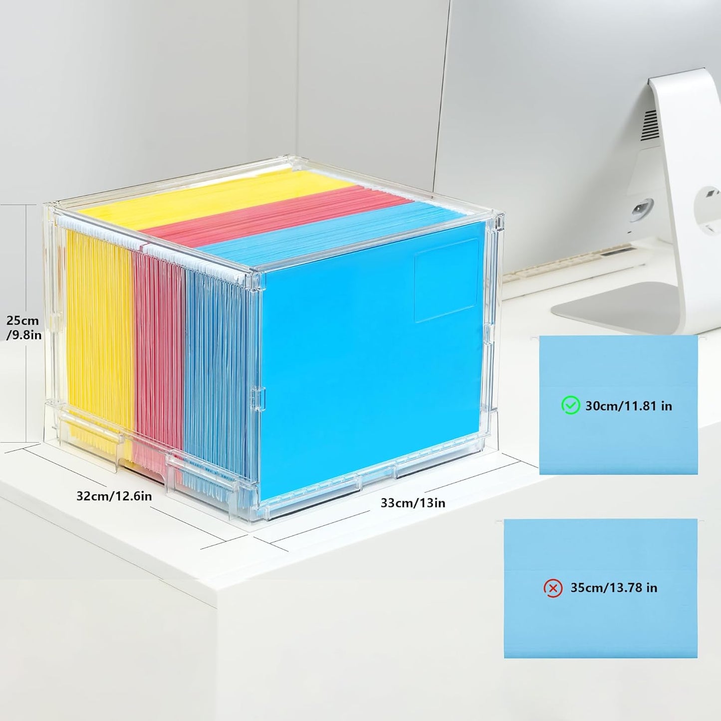 MUKAI File Organizer Box with Lid, Collapsible File Folder Organizer with Slide, Hanging File Folder Box, for Office Document Storage with Desktop organizer ﻿ (3)