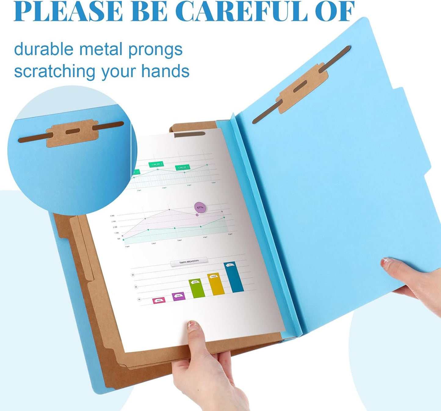 36 Pcs Classification Folders Letter Size, 3 Divider Pressboard File Folder with Fasteners, Expanding File Organizer Bulk for Teachers, Clergy, Office, Church, Christmas Donations (Blue)