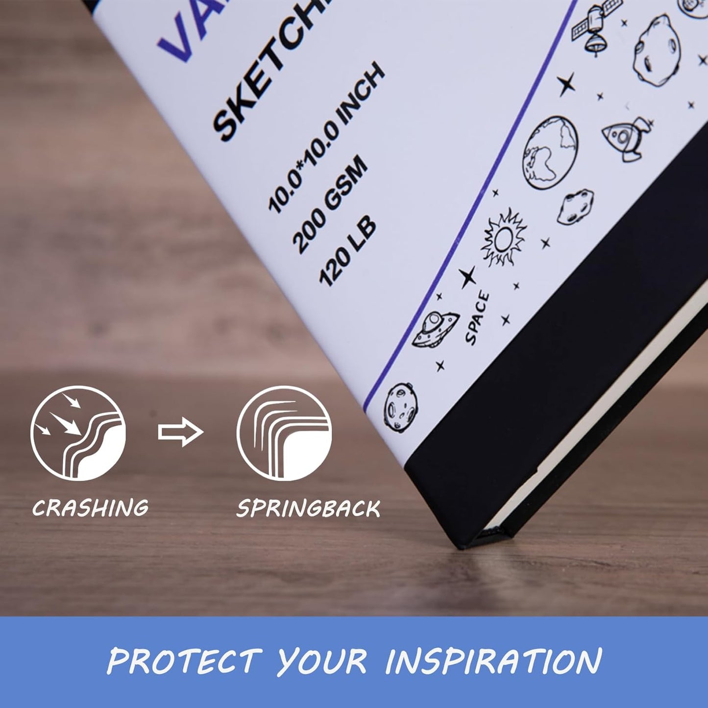 Hardcover Square Sketch Book, 120lb/200GSM Sketchbook Thick Drawing Paper for Marker Watercolor Pencil Mixed Media, Premium Drawing Notebook, Art Journal, 60 Sheets/120 Pages 8x8 Inch Sketch Pad