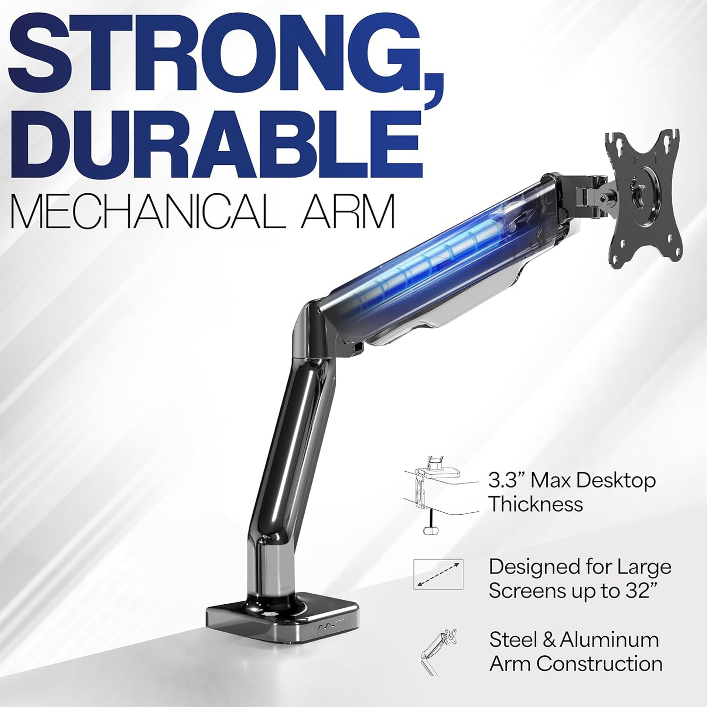 VIVO Single 17 to 32 inch Monitor Height Adjustable Counterbalance Mechanical Arm Desk Stand, Classic, Universal VESA Mount, STAND-V001O