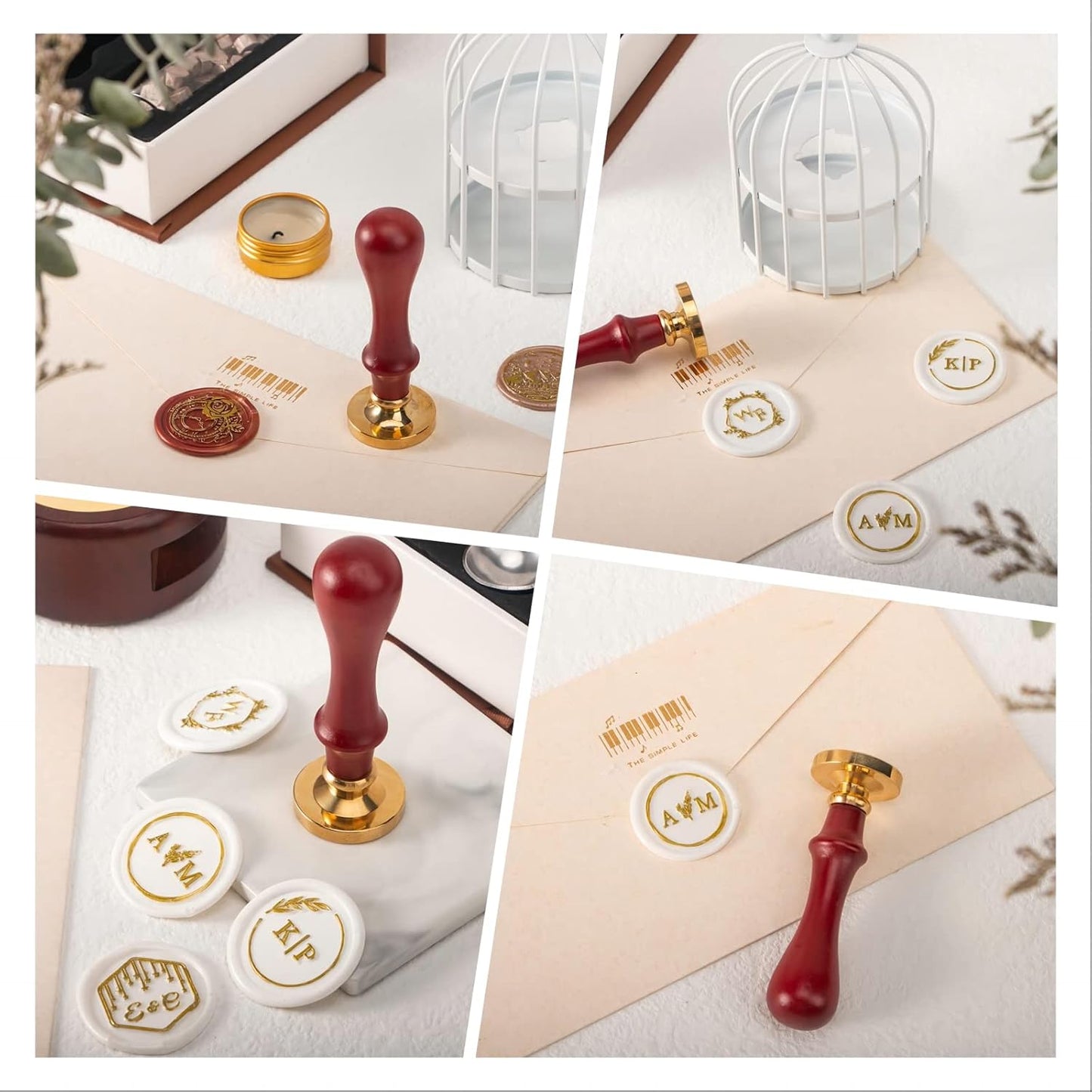 STAMTECH Custom Wax Seal Stamp - Personalized Wax Seal Stamp with Gift Box Custom Wax Stamp Create Your Own Seals Great for Crafting Envelopes Gift Wrap Wedding Party Invitation (Custom Stamp&Handle)