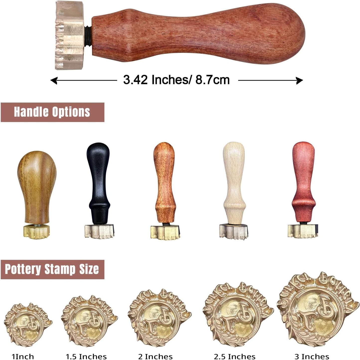 KAINSY Custom Pottery Stamp, Personalized Letter Stamp for Clay with Own Design, Create Unique Imprints in Pottery, Potters Gift, Polymer Clay Tools (2.5Inches)