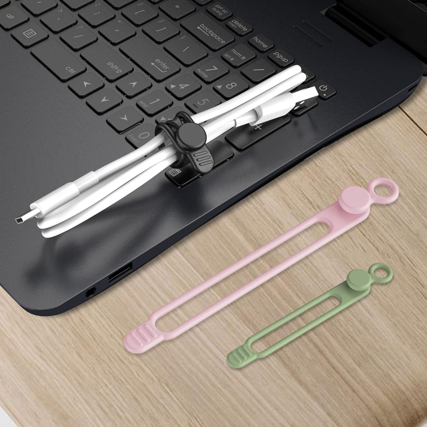 Nearockle Silicone Cable Ties Cord Organizer for Cable Management, 24PCS 4.2" and 7.1" Reusable Cable Organizer Electronic Accessories for Home, Office, Kitchen, School, Travel (4 Colors)