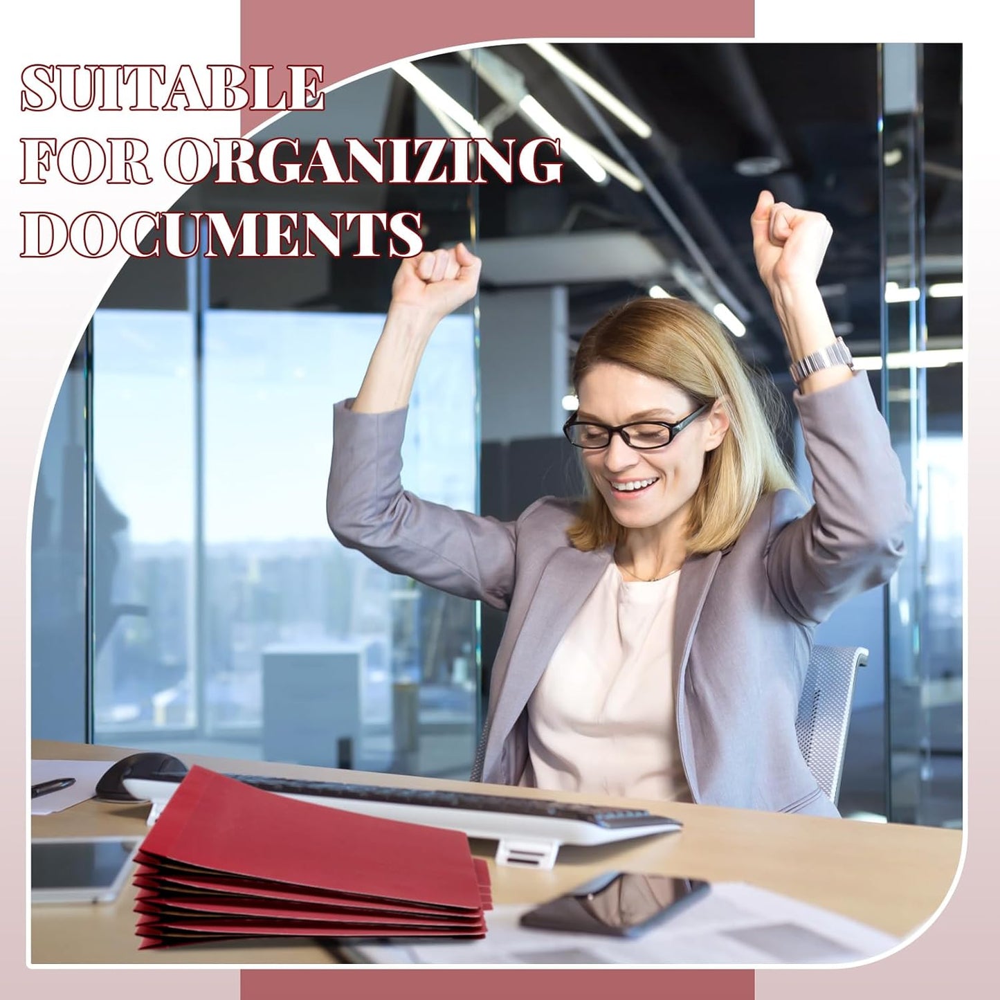 48 Pcs Classification Folders Letter Size, 2 Divider Pressboard File Folders with 3. 5 Inch Expansion, 2 Prongs Fastener, Heavy Duty Office File Organizers for Teachers, Medical (Dark Red)