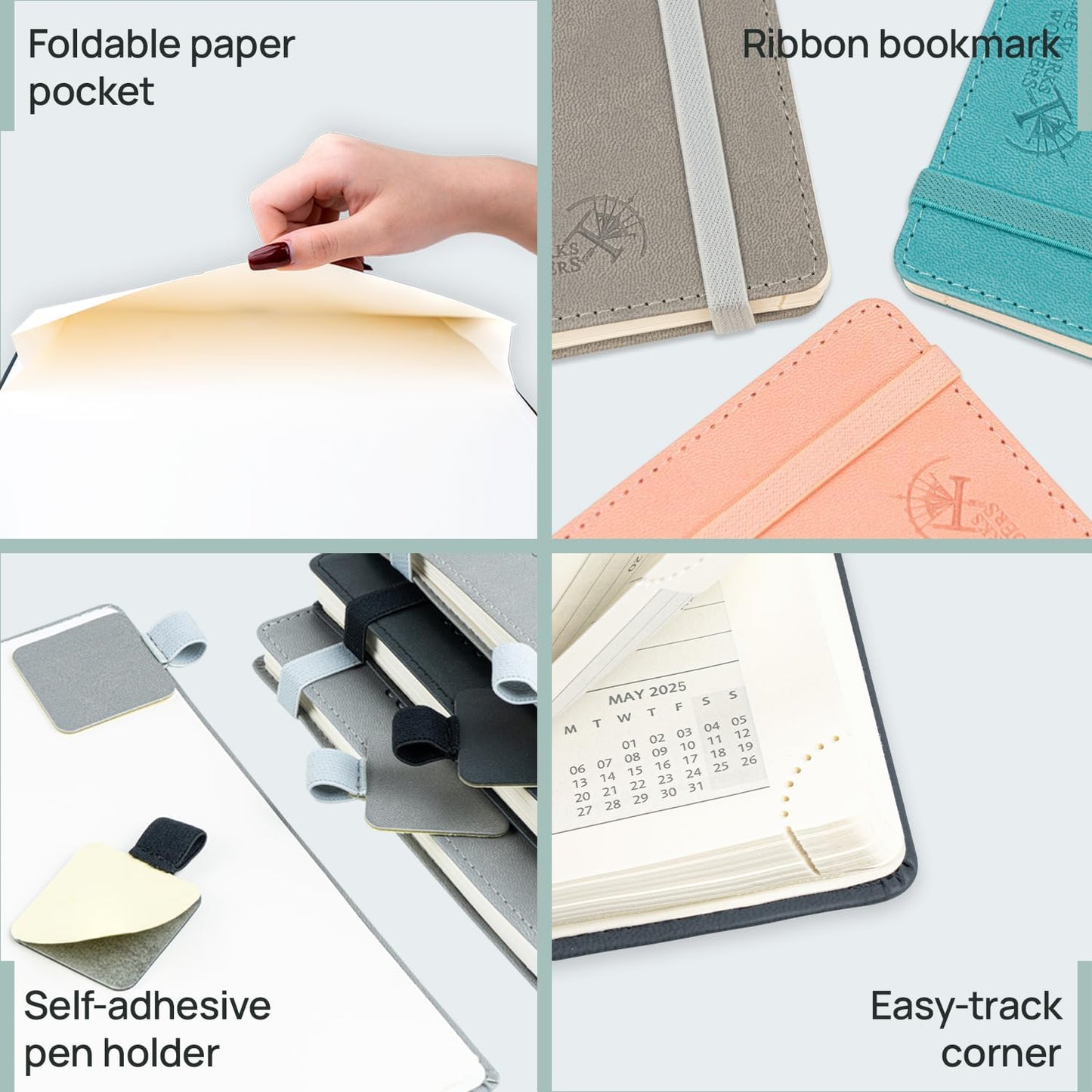 POPRUN Planner 2025-2026 (Large - 8.5'' x 10.5'') Academic Weekly Calendar (July 2025 - June 2026) with Hourly Time Slots, Monthly Tabs, 100GSM Thick Papers, Leather Soft Cover - Grey