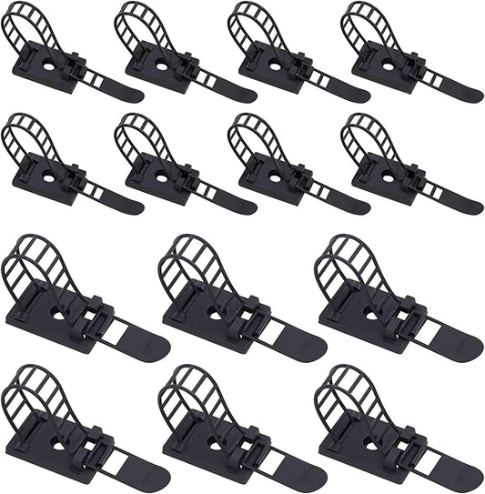 50Pcs 2 Sizes Adjustable Self-Adhesive Nylon Cable Straps Cable Ties Cord Clamp for wire management, Large and Small