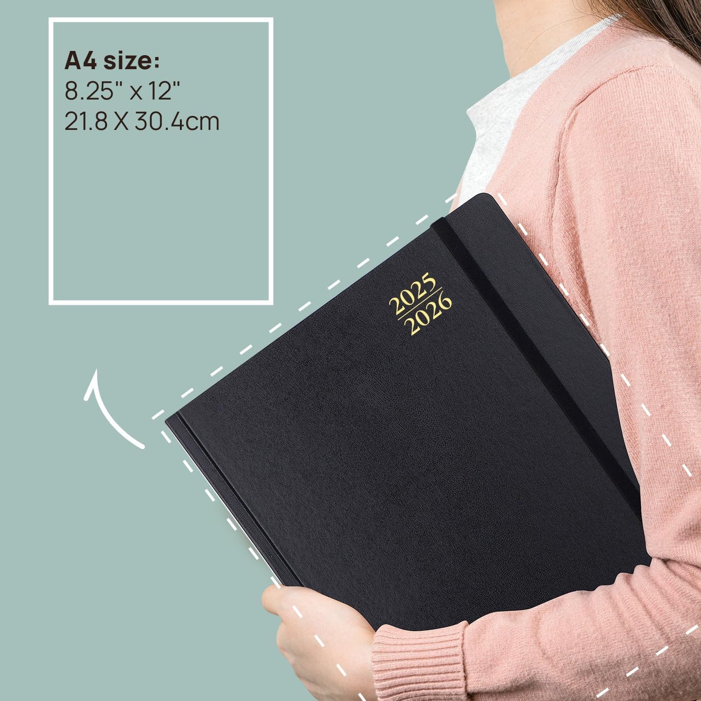 POPRUN 2025-2026 Daily Planner One Page Per Day (Large - 8.25'' x 12'') - Academic Calendar (July 2025 - June 2026), 2025 Day Appointment Book with Monthly Tabs, Hardcover - Light Yellow