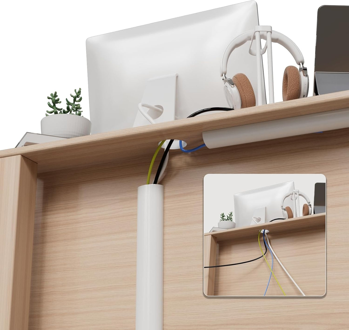 Cord Hider Raceway Kit, 78 inch Wall Cable Hider for 1-2 Cable, Silicone Material Hiding Wall Mount TV Powers Cords in Home Office, W0.75 H0.5in White