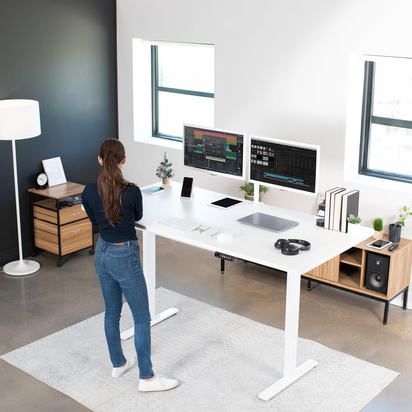 VIVO Electric 71 x 36 in Standing Desk, Memory Height Adjustment, 1B Series, White Top White Frame, DESK-KIT-1W7W-36