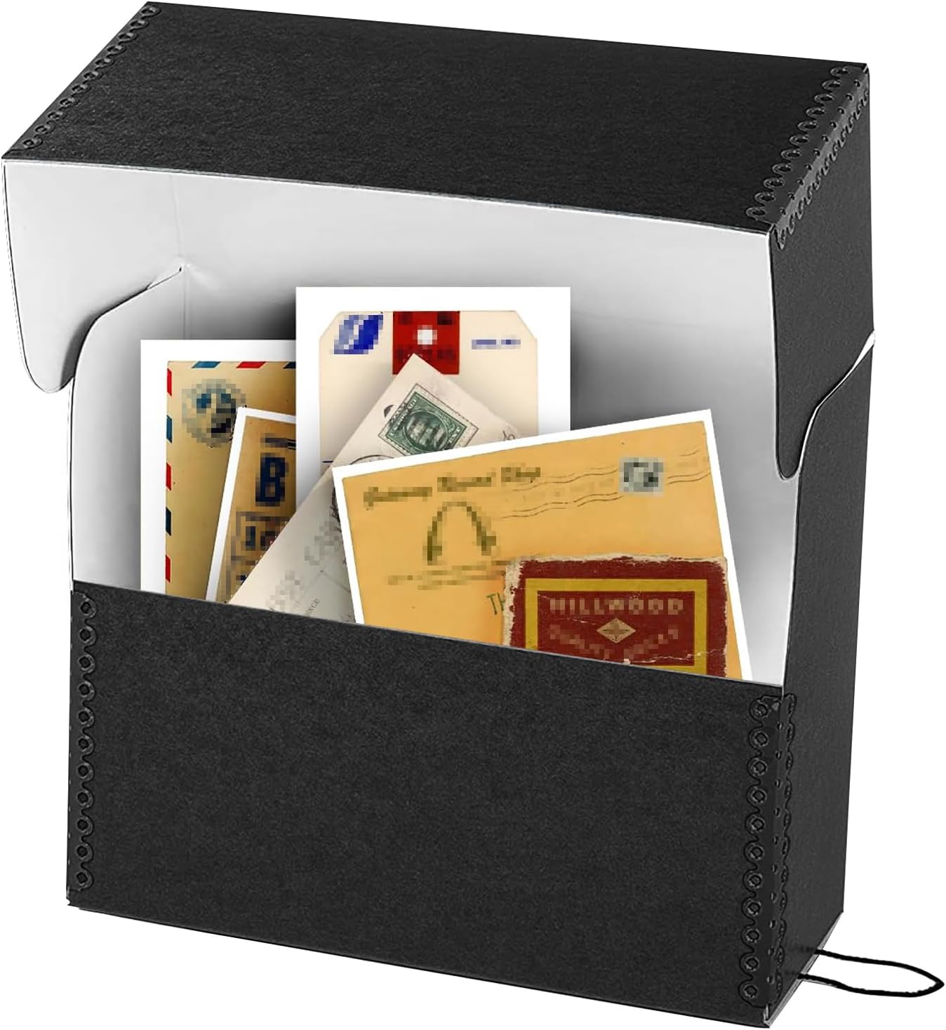 Lineco Archival Document Storage Box with Metal Edge, Acid-Free Black Boxboard, Organize and Store Files, Prints, Photos, Legal-Sized Case 15.5" x 10.5" x 5" Wide