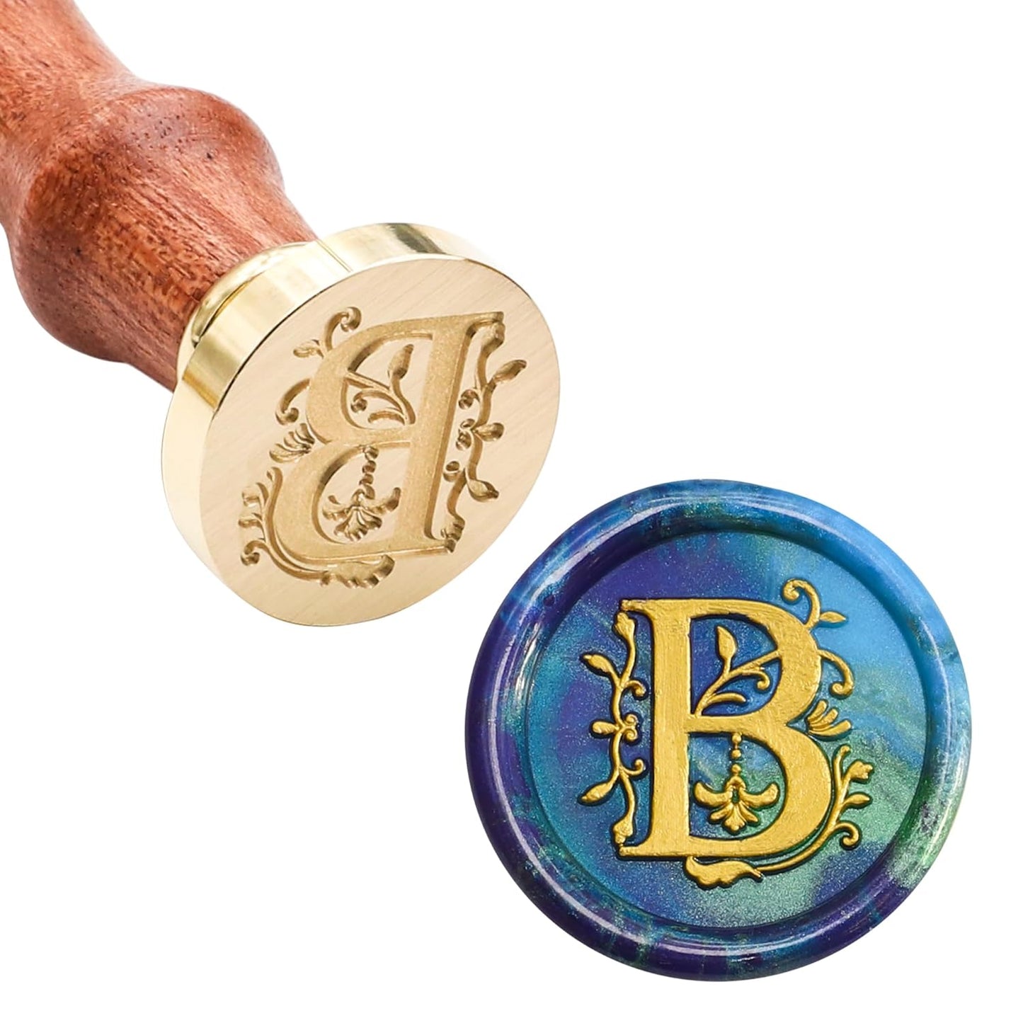 SWANGSA Initial Alphabet B Wax Seal Stamp Kit, Classic Retro Letter Sealing Stamp with 200pcs Sealing Wax Beads Kit for Wedding Invitations Cards Envelopes (B)