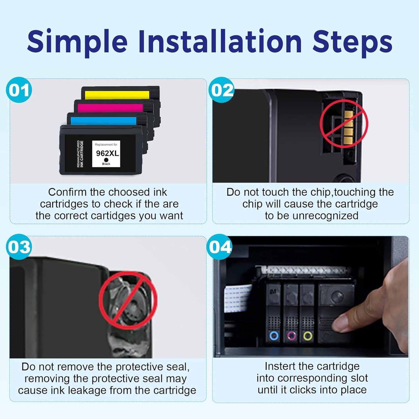 962 962XL Ink Cartridges for HP Printers Replacement for HP 962XL Ink Cartridges Combo Pack HP962 HP962XL Work for OfficeJet Pro 9010 Ink Cartridge 9015 9018 9020 Printers, Black & Color