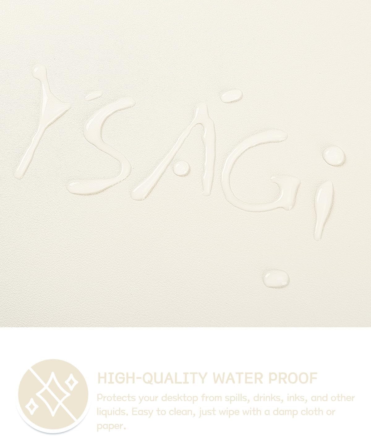 YSAGi Non-Slip Leather Desk Pad, Desk Matt for Desktop, Waterproof Laptop Computer Keyboard Mat, Table Protector Blotter Mat, Large Mouse Pad for Office/Work/Home/Decor(Cream, 23.6" x 13.7")