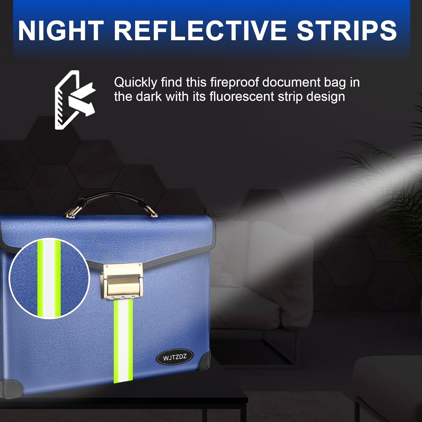 Large Capacity Upgraded Fireproof Money Bag with Lock 6500°F,10 Layers of Heat Insulated Materials with Waterproof Zipper/Reflective Strip with Handle for Cash/Important Documents