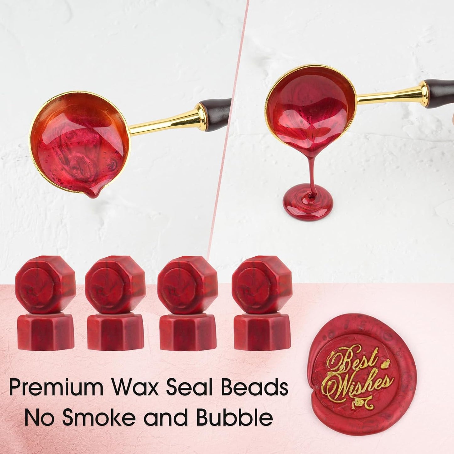 Aottom Wax Seal Kit, 48 Colors 1248 Pcs Sealing Beads with Melting Pot, Spoon, Tea Light Candles, Wax Seal Stamp Kit for Wedding Invitation, Gifts, Envelope, Letter Stamp Sealing and DIY Craft